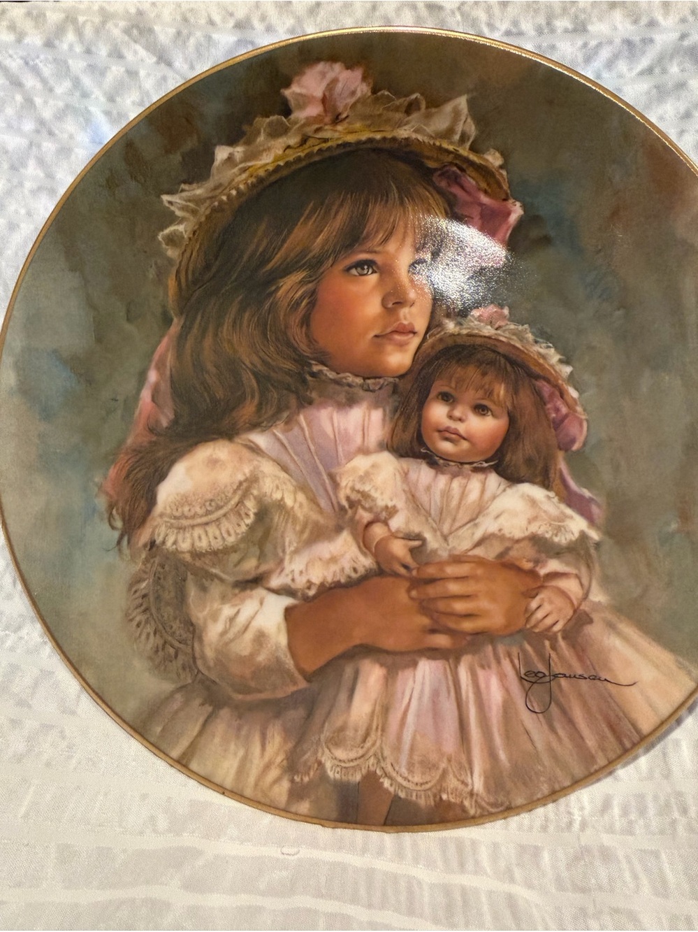 Gorham Portrait Plate in Pink, Cream and Gold